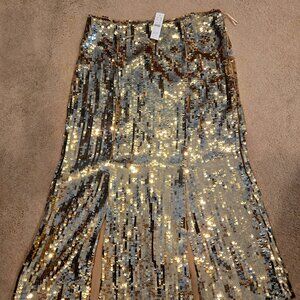 J.Crew NWT Gold Sequin Slit Skirt 12